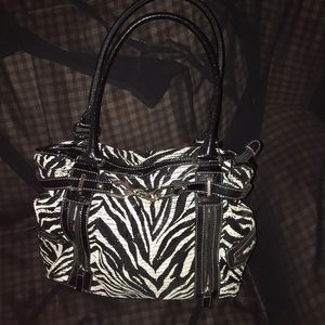 Zebra-print sequined purse